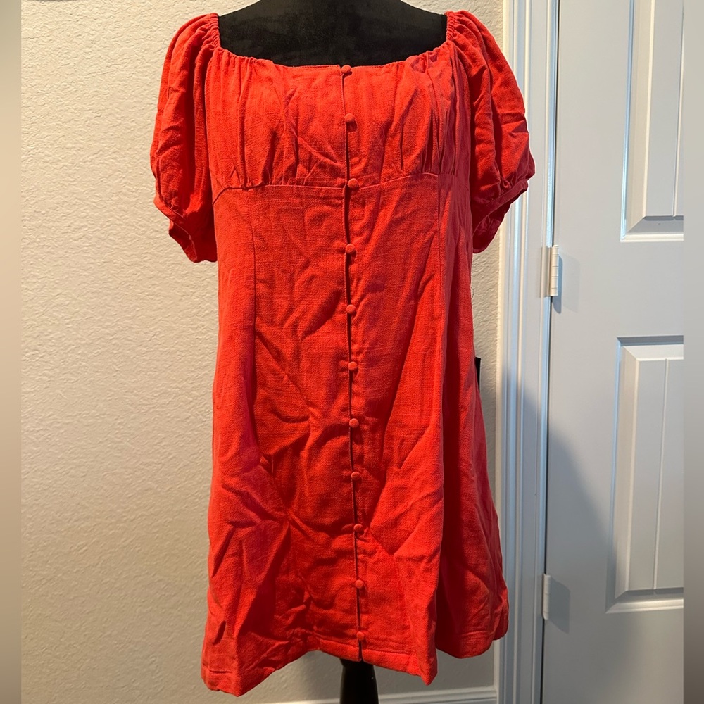 NWT lulus size large orange linen dress